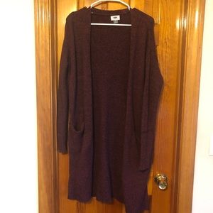 Maroon knee length cardigan